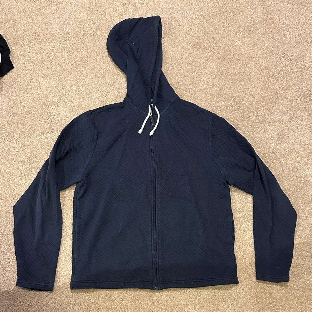 Original Penguin Dark Blue Zip-Up Quilted Hoodie